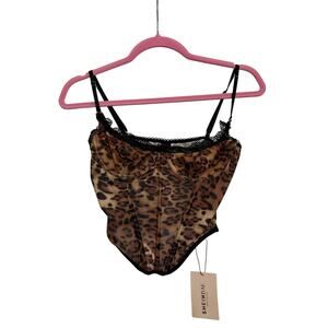 Women's S Leopard Brown Cami Y2K Spaghetti Stap Shein Coastal Grunge Streetwear